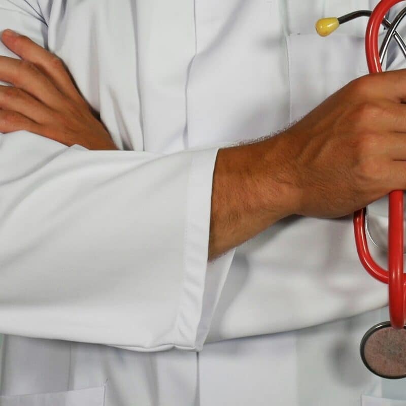 a doctor holding a  stethoscope