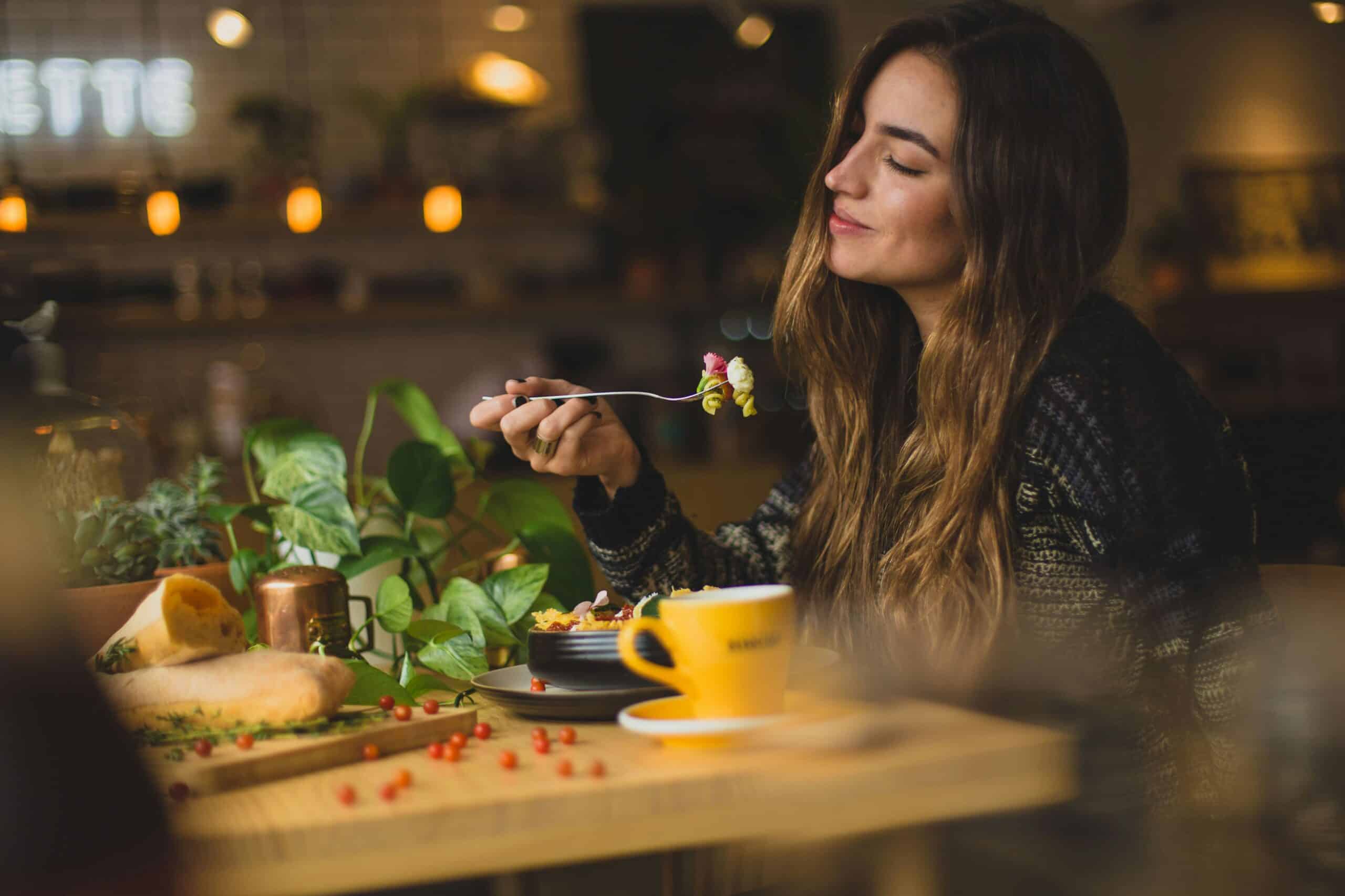 girl eating healthy meal