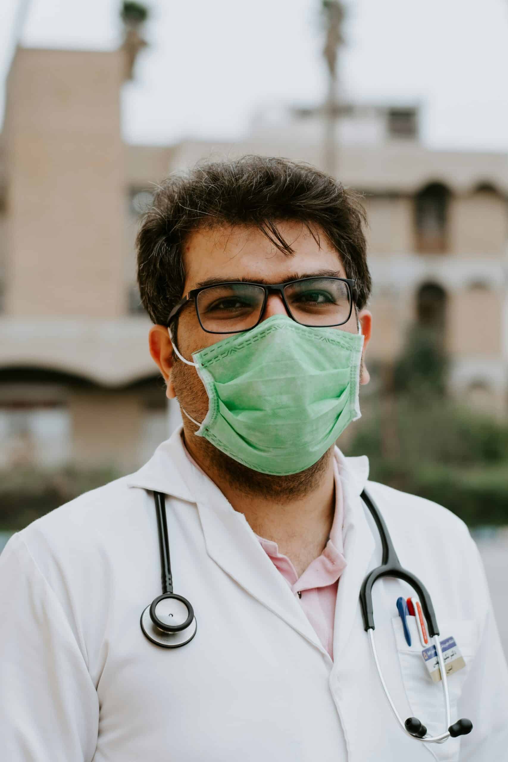 A doctor wearing a mask