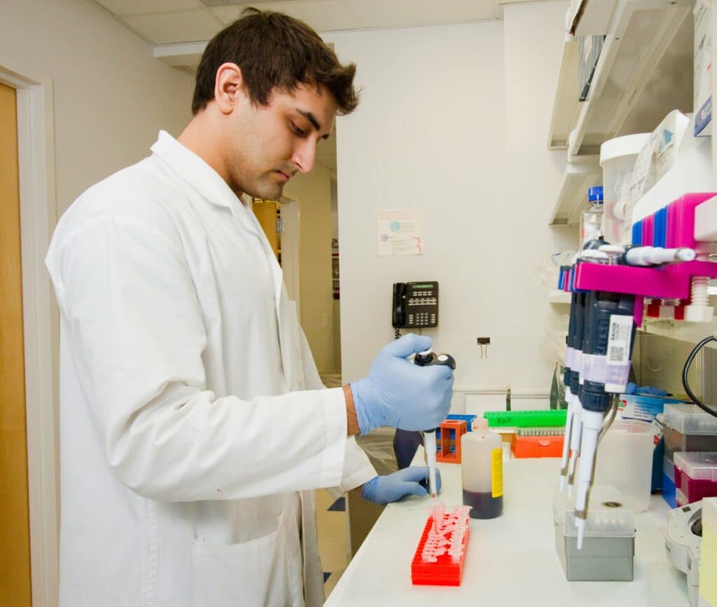 a person doing a blood test