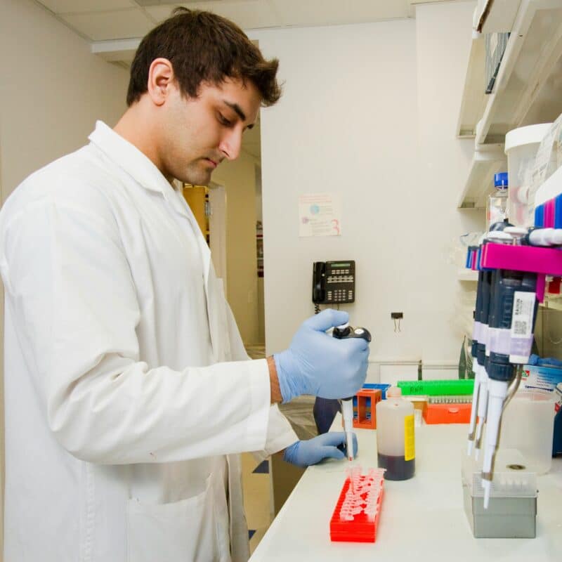 a person doing a blood test