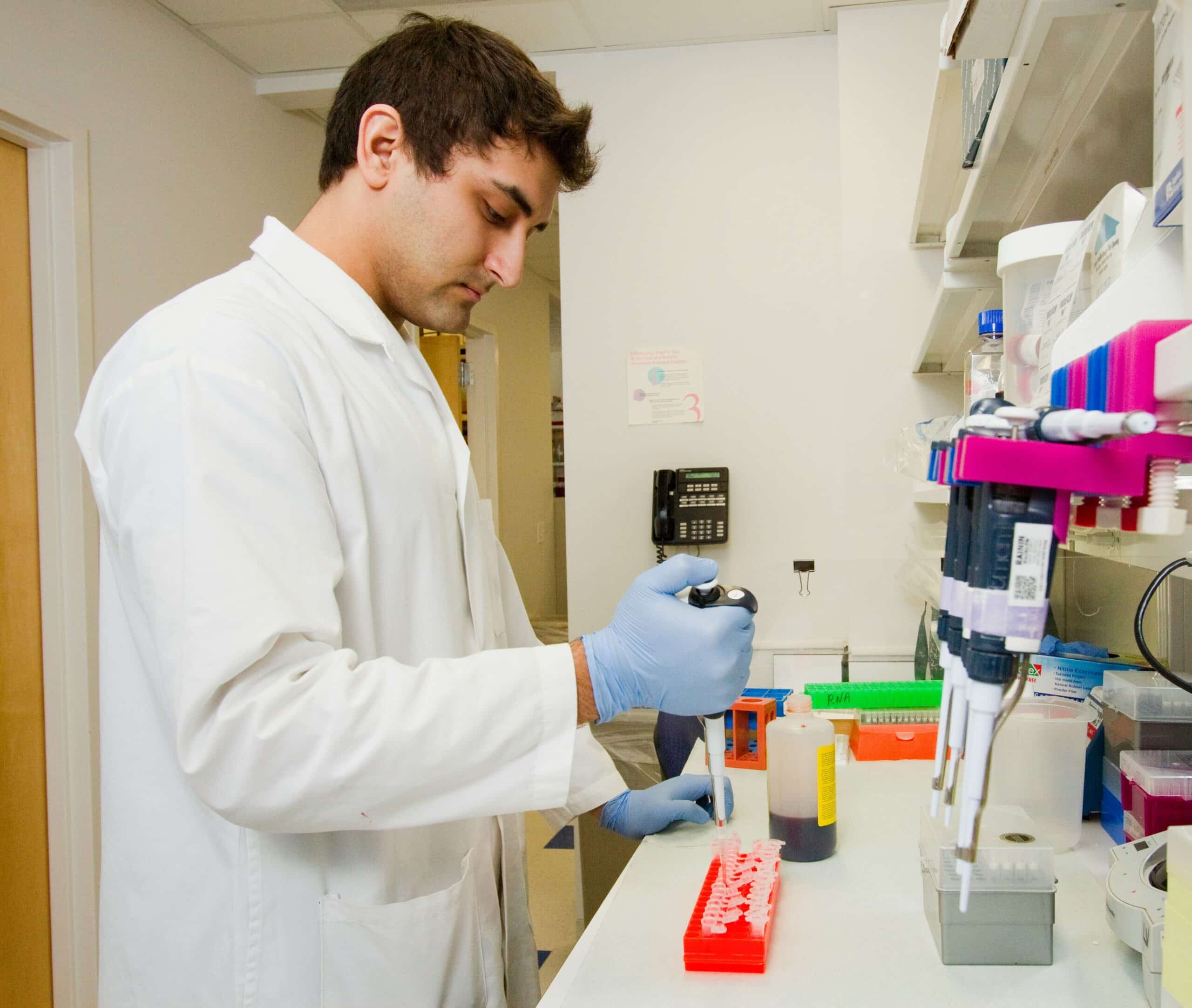a person doing a blood test