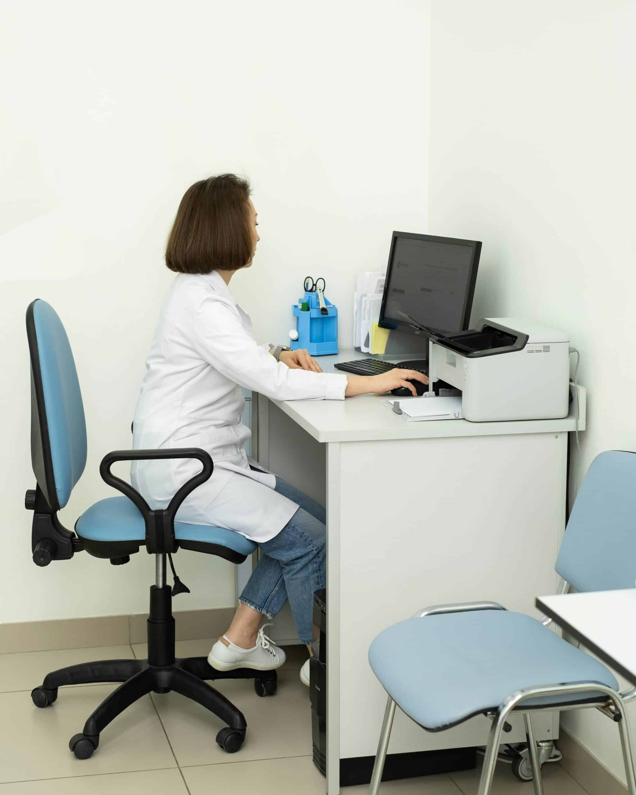 a clinic with doctor working