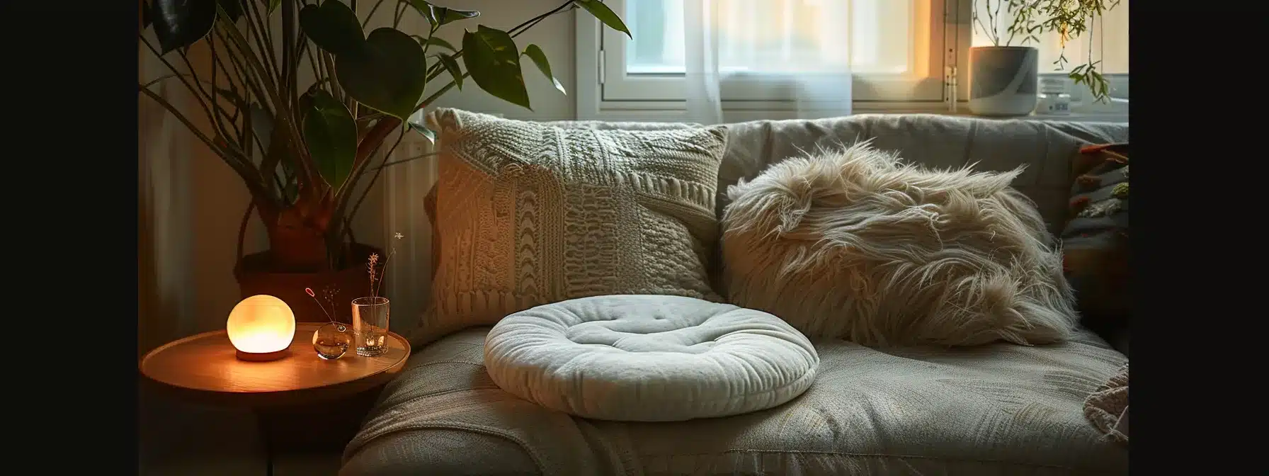 a serene, softly lit room features a plush heating pad on a cozy sofa, surrounded by gentle reminders of stress-relief techniques like herbal teas and calming plants, embodying tranquility in the face of endometriosis challenges. - Rachael Haverland Site a serene, softly lit room features a plush heating pad on a cozy sofa, surrounded by gentle reminders of stress-relief techniques like herbal teas and calming plants, embodying tranquility in the face of endometriosis challenges.