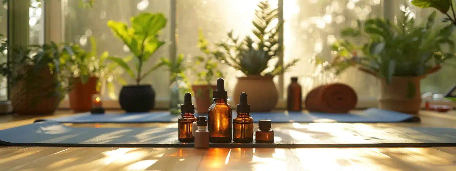 a serene wellness studio features a calming arrangement of essential oil bottles with soft, diffused light highlighting their vibrant colors, complemented by a backdrop of soothing plants and tranquil yoga mats, embodying the fusion of aromatherapy and mindfulness practices. - Rachael Haverland Site a serene wellness studio features a calming arrangement of essential oil bottles with soft, diffused light highlighting their vibrant colors, complemented by a backdrop of soothing plants and tranquil yoga mats, embodying the fusion of aromatherapy and mindfulness practices.