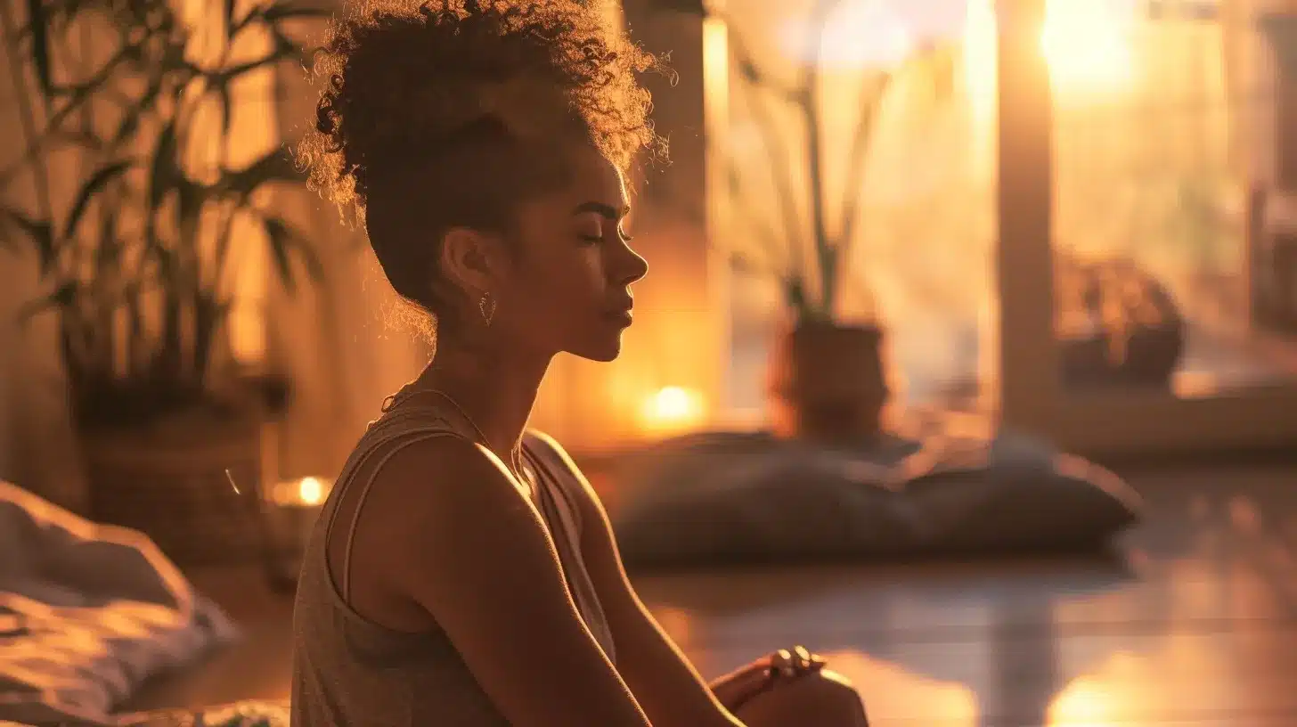 a serene yet poignant scene captures a woman in a softly lit room, surrounded by comforting elements, embodying the emotional weight and silent struggles of endometriosis, while conveying a sense of vulnerability and resilience. - Rachael Haverland Site a serene yet poignant scene captures a woman in a softly lit room, surrounded by comforting elements, embodying the emotional weight and silent struggles of endometriosis, while conveying a sense of vulnerability and resilience.