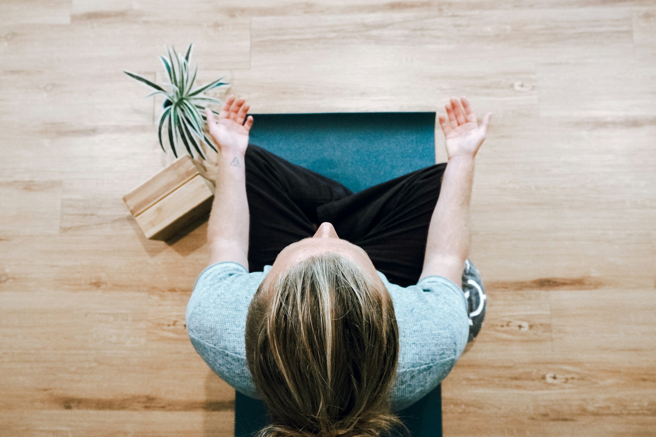 a woman doing yoga