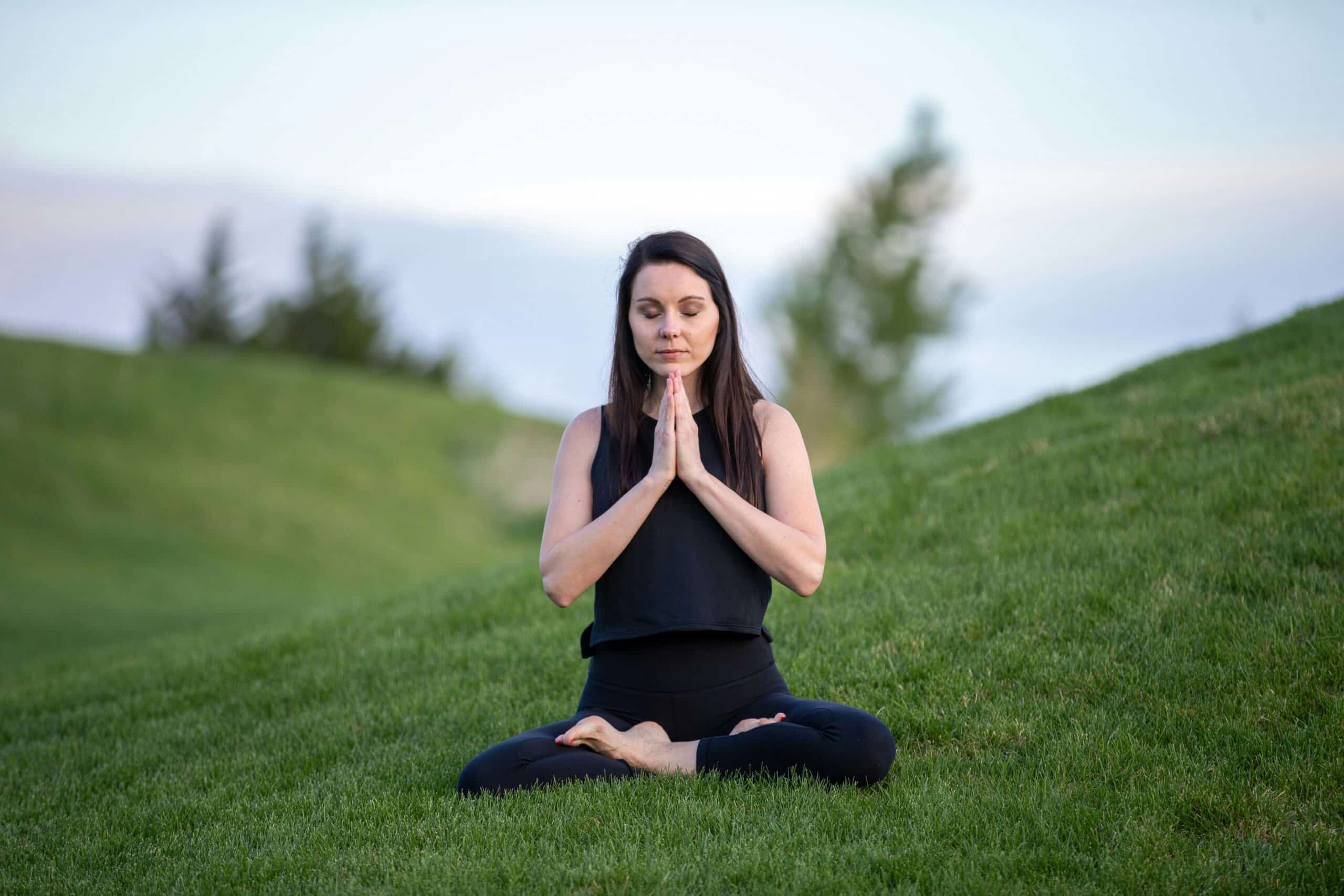 a woman meditating