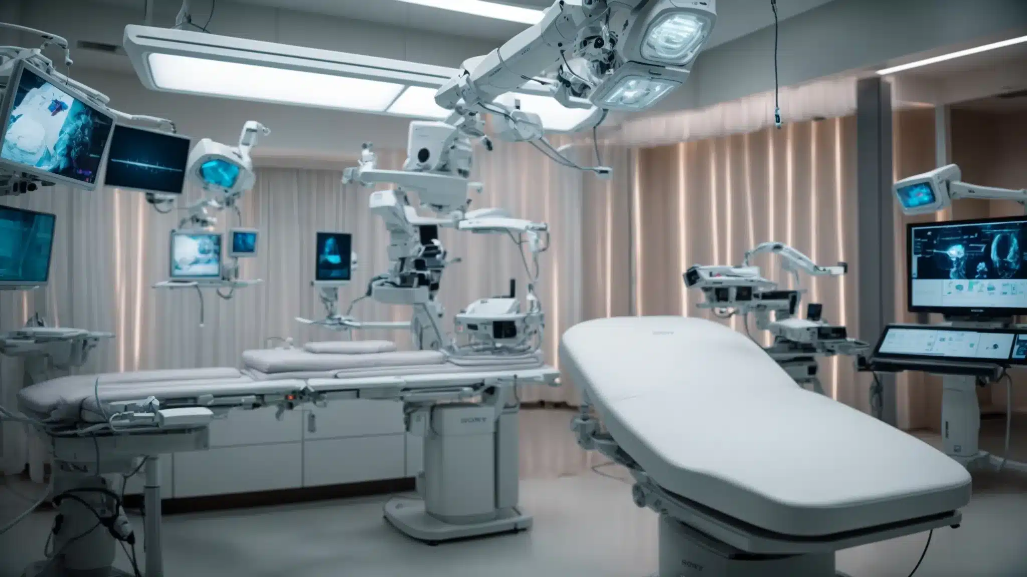 a state-of-the-art surgical room showcases a robotic-assisted surgical system in action, with a focused surgeon expertly navigating complex endometrial tissues, illuminated by bright surgical lights that emphasize the precision and innovation of modern endometriosis care. - Rachael Haverland Site a state-of-the-art surgical room showcases a robotic-assisted surgical system in action, with a focused surgeon expertly navigating complex endometrial tissues, illuminated by bright surgical lights that emphasize the precision and innovation of modern endometriosis care.