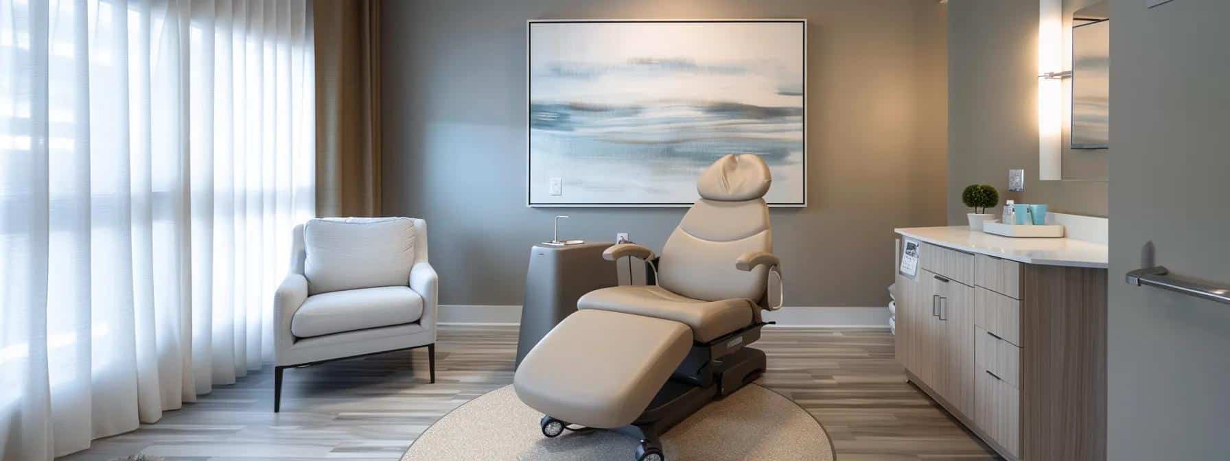 a serene and modern clinic interior showcases a comfortable patient consultation area - Rachael Haverland Site a serene and modern clinic interior showcases a comfortable patient consultation area