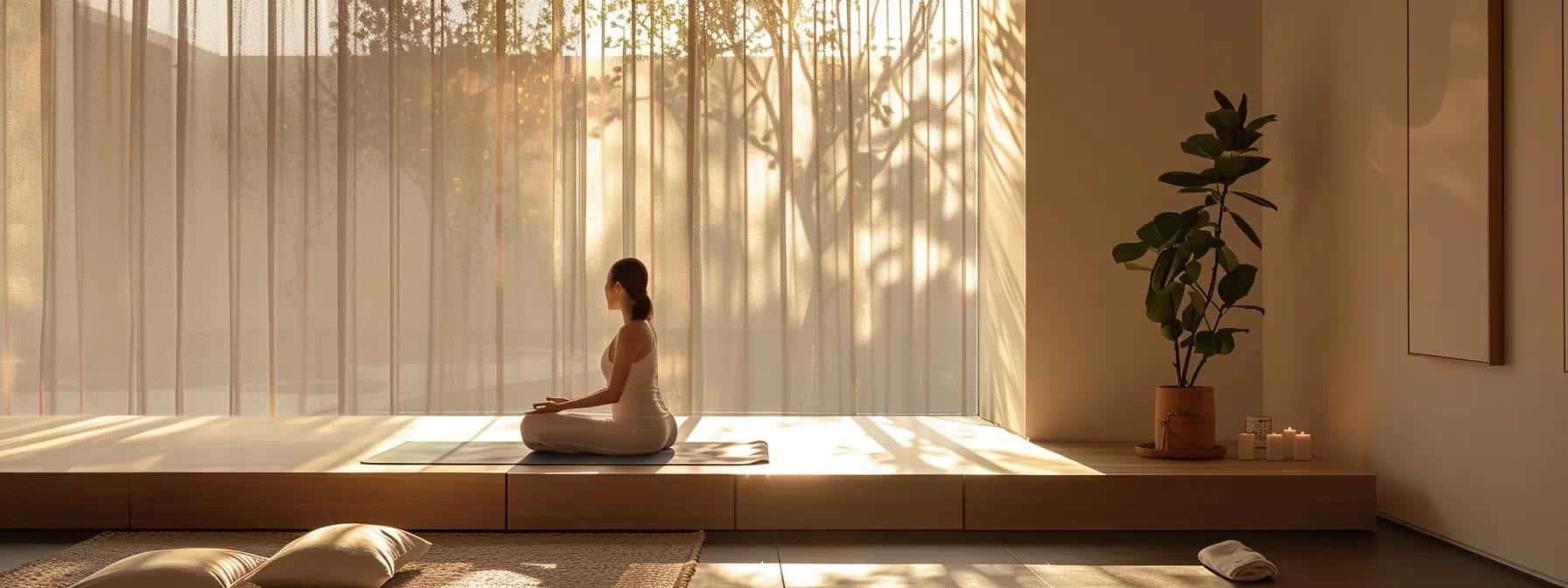 a serene, modern yoga studio with soft, ambient lighting, featuring a woman engaged in a gentle stretching exercise on a mat, embodying the essence of mindful movement for endometriosis relief. - Rachael Haverland Site a serene, modern yoga studio with soft, ambient lighting, featuring a woman engaged in a gentle stretching exercise on a mat, embodying the essence of mindful movement for endometriosis relief.