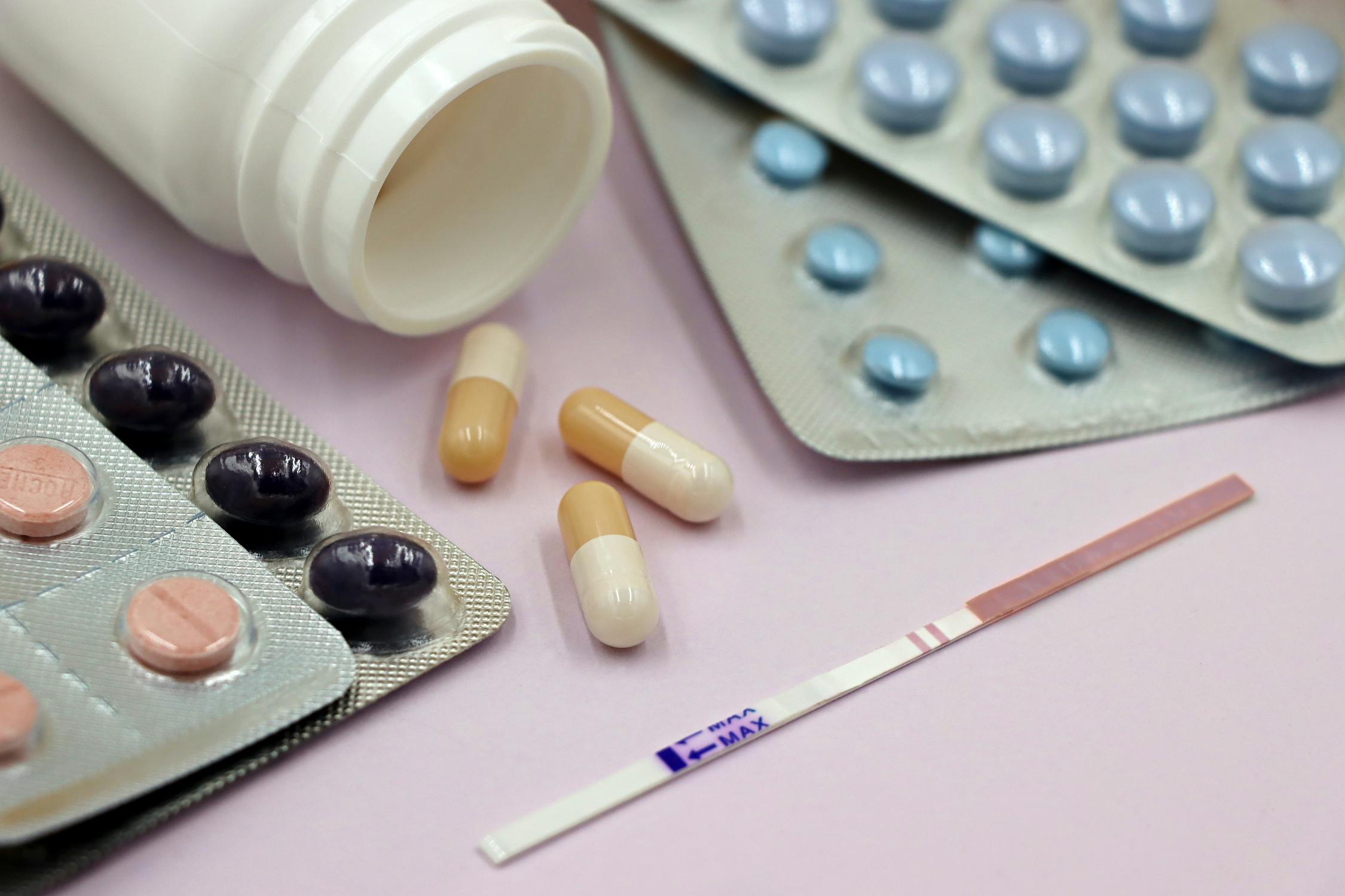 free photo of hormonal fertility therapy pills with a positive pregnancy test stripjpeg - Rachael Haverland Site hormonal therapy pills