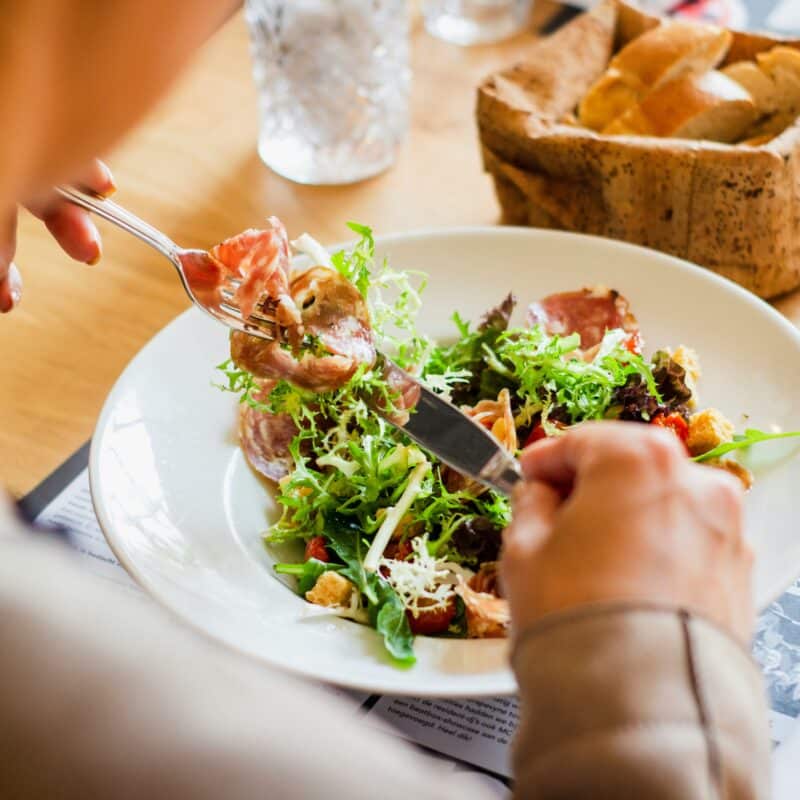 person eating a diet meal