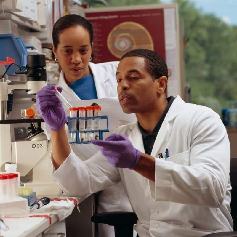 lab assistants running a test