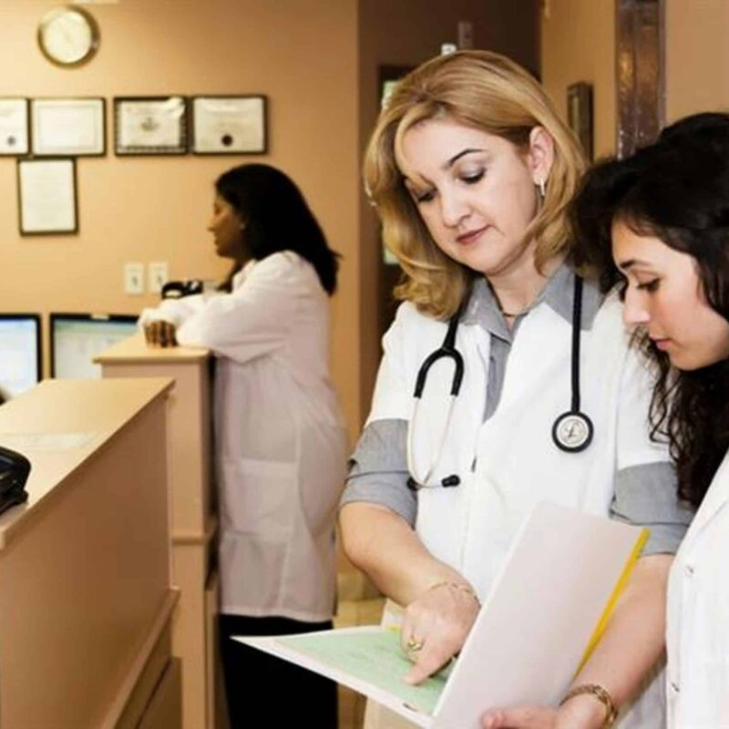 two doctors discussing a medical case