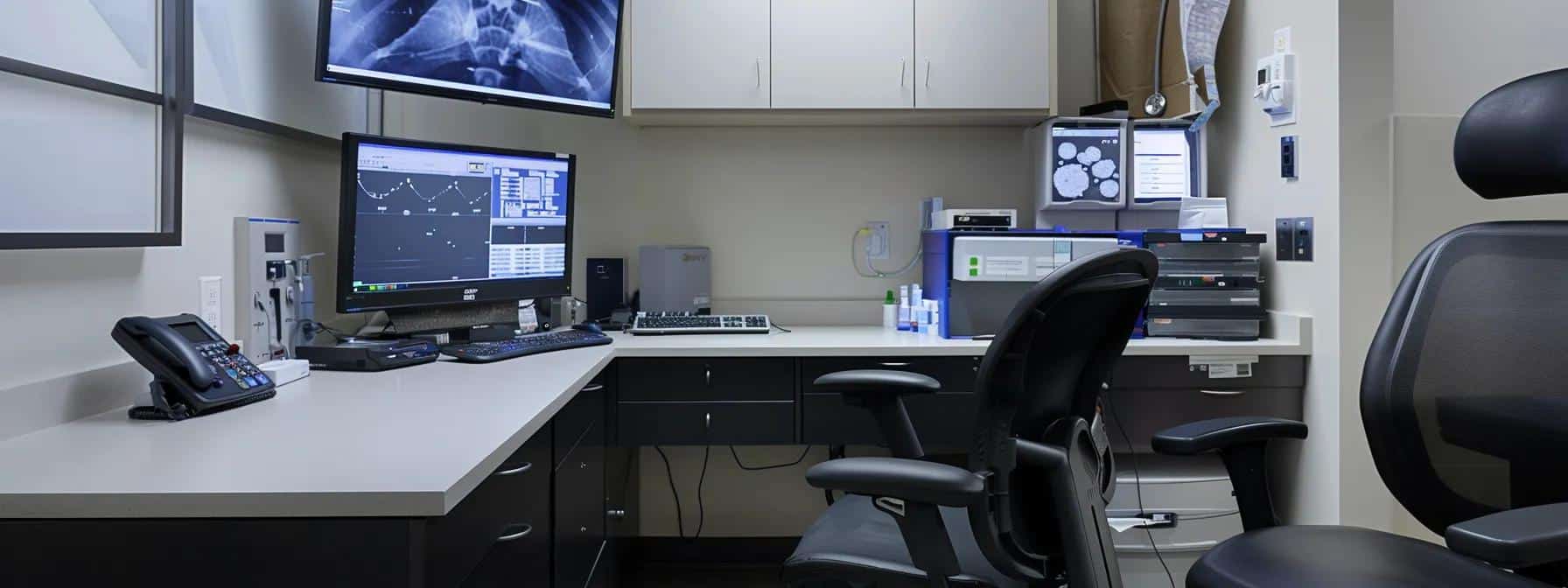 a focused medical office scene showcases a healthcare professional examining detailed diagnostic imaging of endometriosis on a high-tech monitor, emphasizing advanced non-invasive and minimally invasive techniques in a sleek, modern consultation room. - Rachael Haverland Site a focused medical office scene showcases a healthcare professional examining detailed diagnostic imaging of endometriosis on a high-tech monitor, emphasizing advanced non-invasive and minimally invasive techniques in a sleek, modern consultation room.