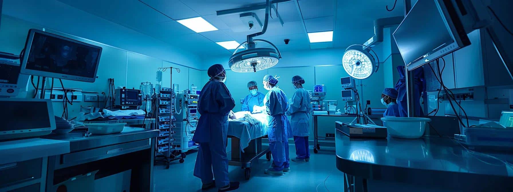 a sterile surgical room, illuminated by crisp overhead lights, showcases a surgical team intently focused on a patient undergoing a laparoscopic procedure for endometriosis, surrounded by advanced medical equipment and monitors. - Rachael Haverland Site a sterile surgical room, illuminated by crisp overhead lights, showcases a surgical team intently focused on a patient undergoing a laparoscopic procedure for endometriosis, surrounded by advanced medical equipment and monitors.