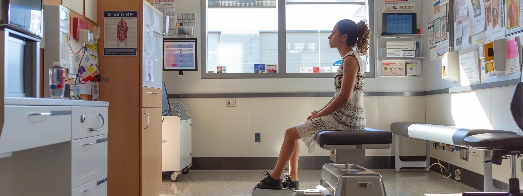 modern medical office setting features a woman seated on an examination table - Rachael Haverland Site modern medical office setting features a woman seated on an examination table
