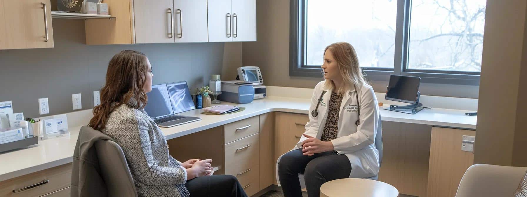 a medical office with a patient discussing treatment options with a doctor - Rachael Haverland Site a medical office with a patient discussing treatment options with a doctor