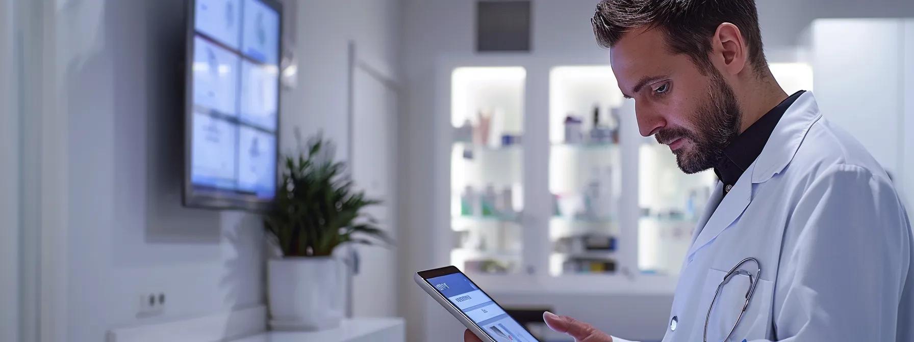 a focused, modern medical office showcases a clinician discussing a digital tablet displaying a personalized treatment plan for endometriosis, highlighting the innovative approach to individualized pain relief solutions. - Rachael Haverland Site a focused, modern medical office showcases a clinician discussing a digital tablet displaying a personalized treatment plan for endometriosis, highlighting the innovative approach to individualized pain relief solutions.