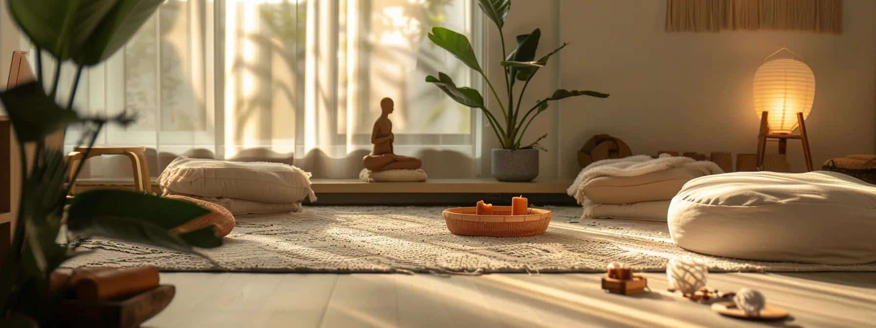 a serene and inviting meditation space within a modern, brightly lit office, featuring a plush mat, soft cushions, and calming decor, emphasizing the theme of mindfulness as a powerful tool in managing the challenges of endometriosis. - Rachael Haverland Site a serene and inviting meditation space within a modern, brightly lit office, featuring a plush mat, soft cushions, and calming decor, emphasizing the theme of mindfulness as a powerful tool in managing the challenges of endometriosis.