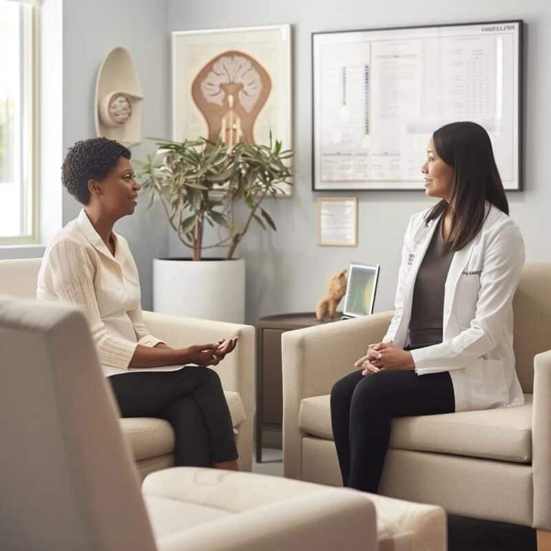 Warm medical consultation environment for chronic pelvic pain and endometriosis care