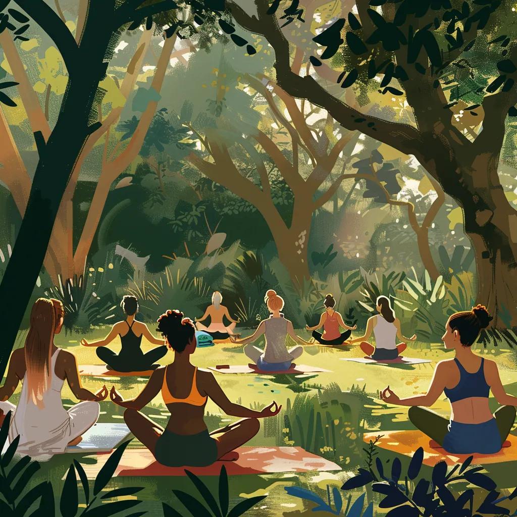 20250821 201641 0d7c8b750ade09a6 84850687 664b 4d37 be47 727d1d2ebfccjpg - Rachael Haverland Site Group of people practicing yoga outdoors, illustrating the connection between stress management and gut health in endometriosis