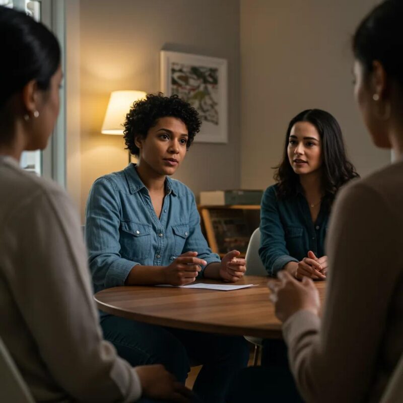 Diverse women supporting each other, highlighting community awareness around endometriosis