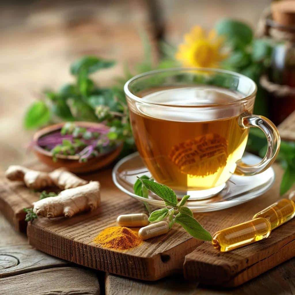 Natural remedies for endometriosis pain relief including herbal supplements and tea