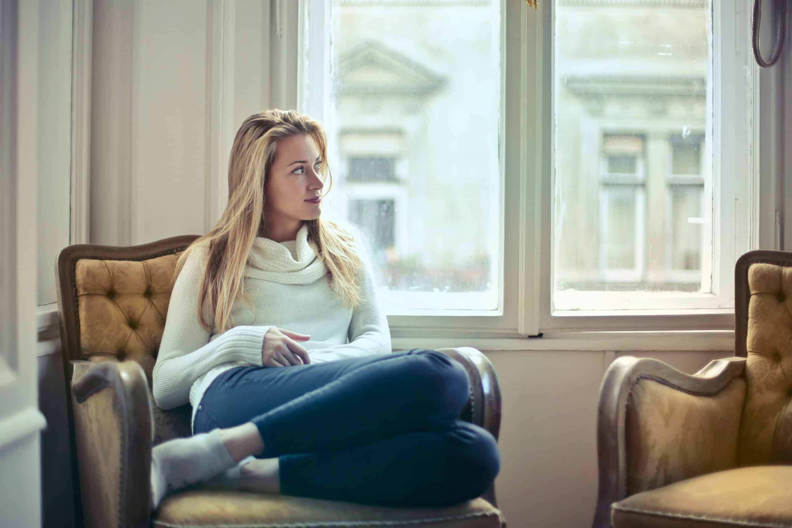 a woman thinking