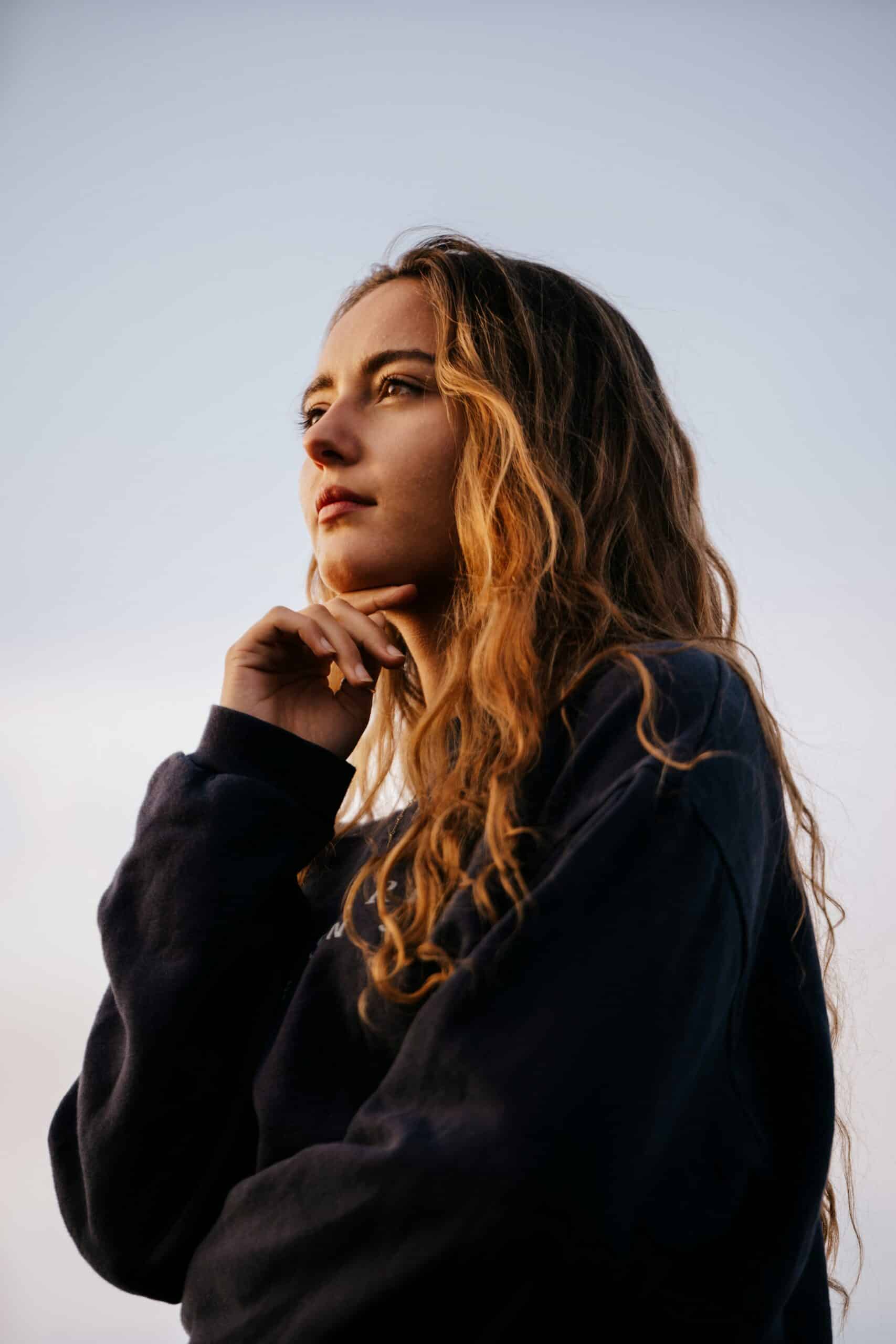 a woman thinking