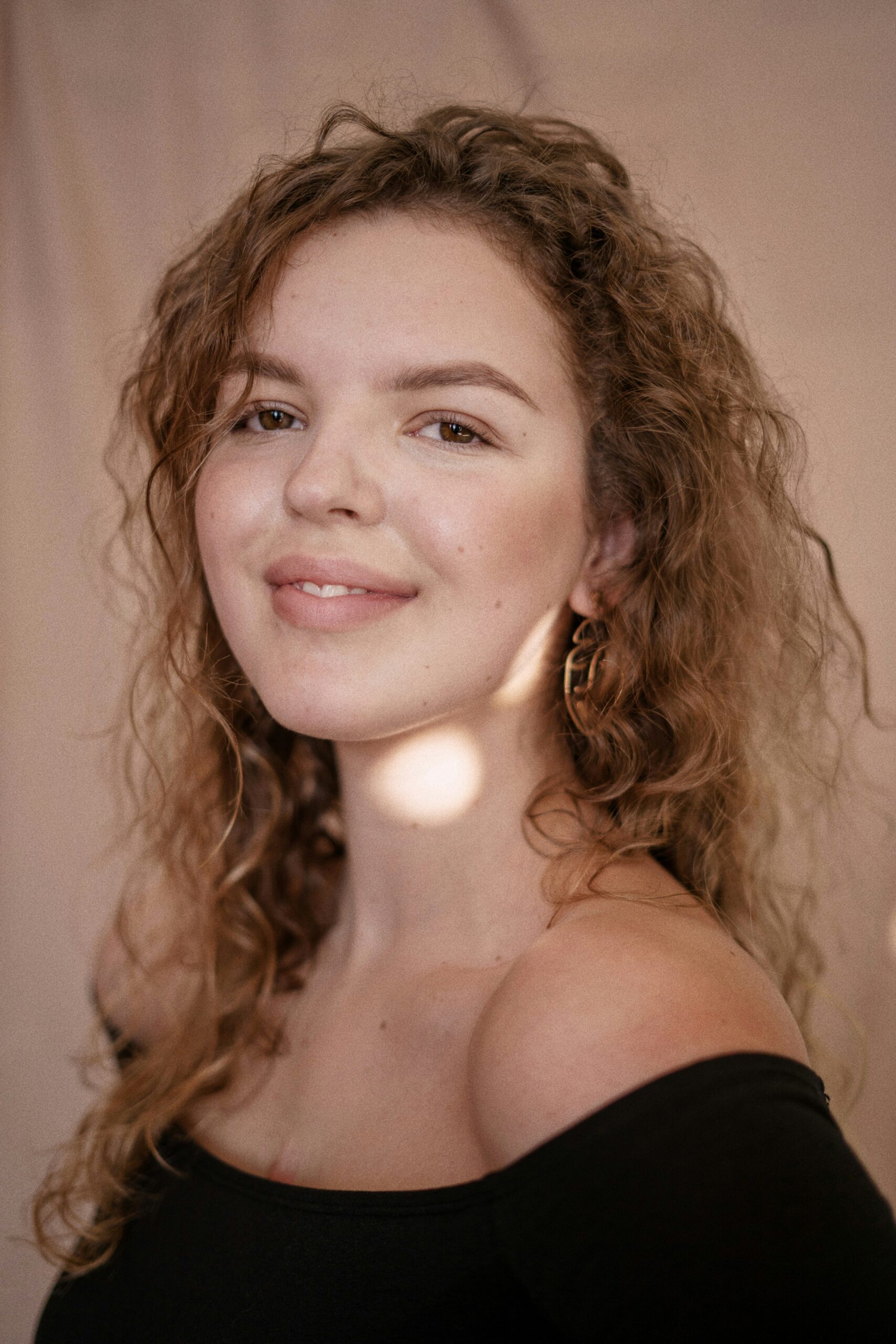 a woman smiling