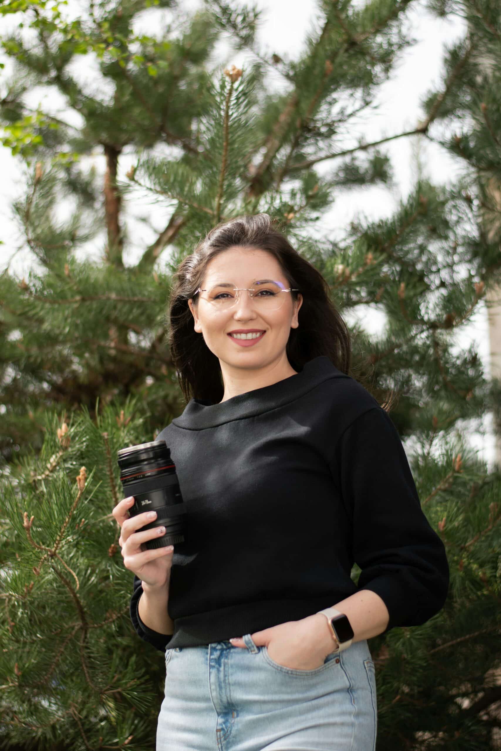 a woman smiling