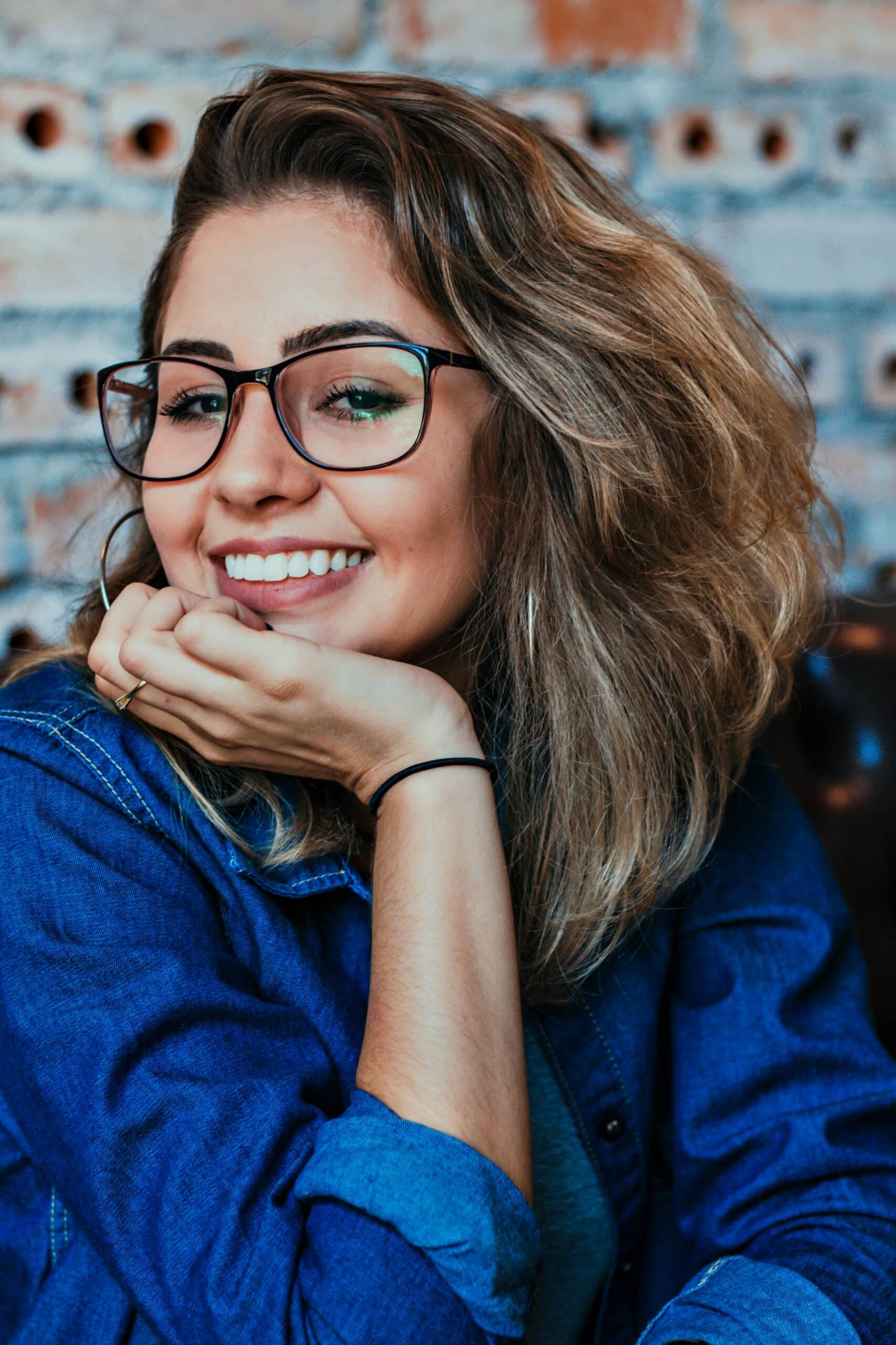 a woman smiling