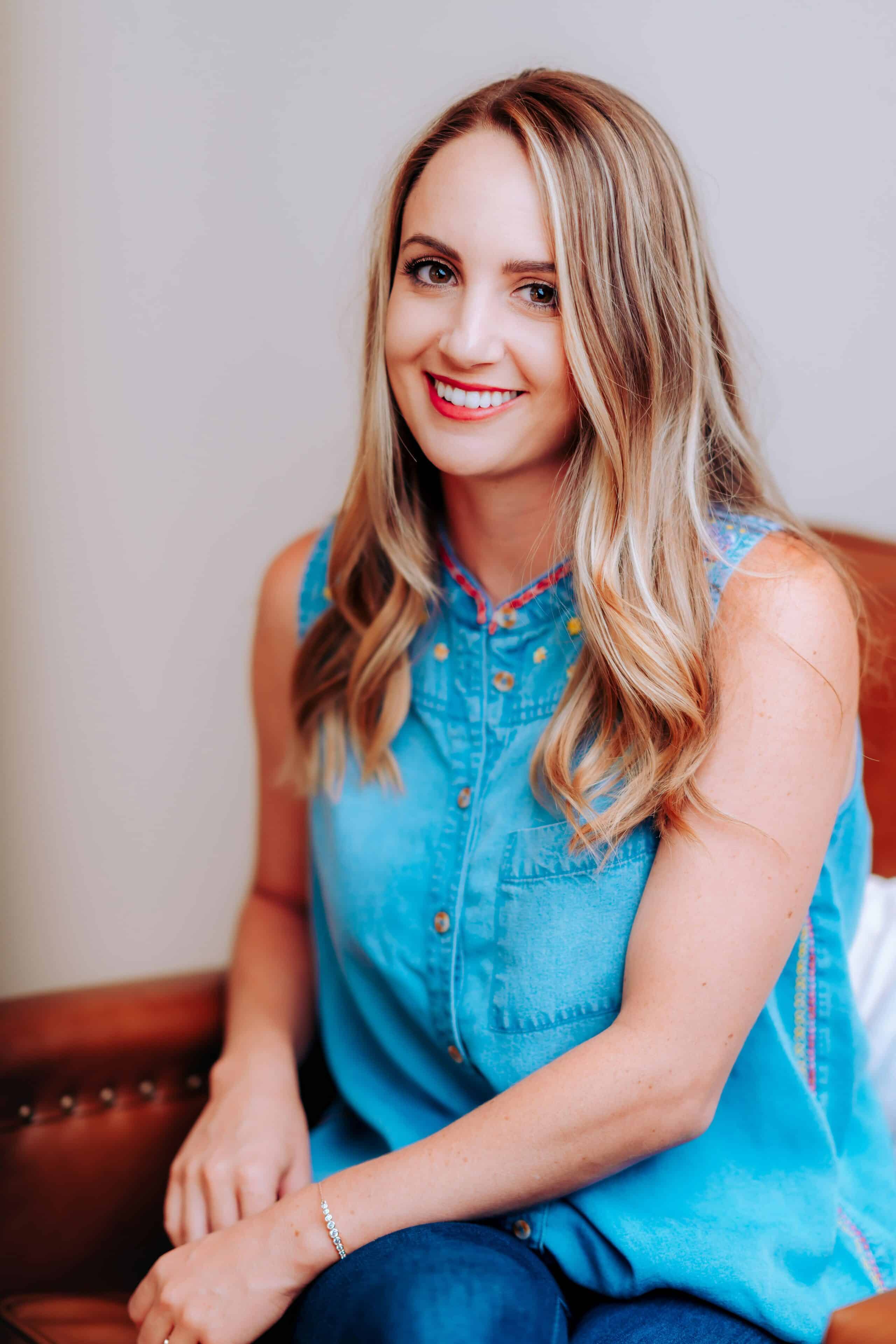 a woman smiling