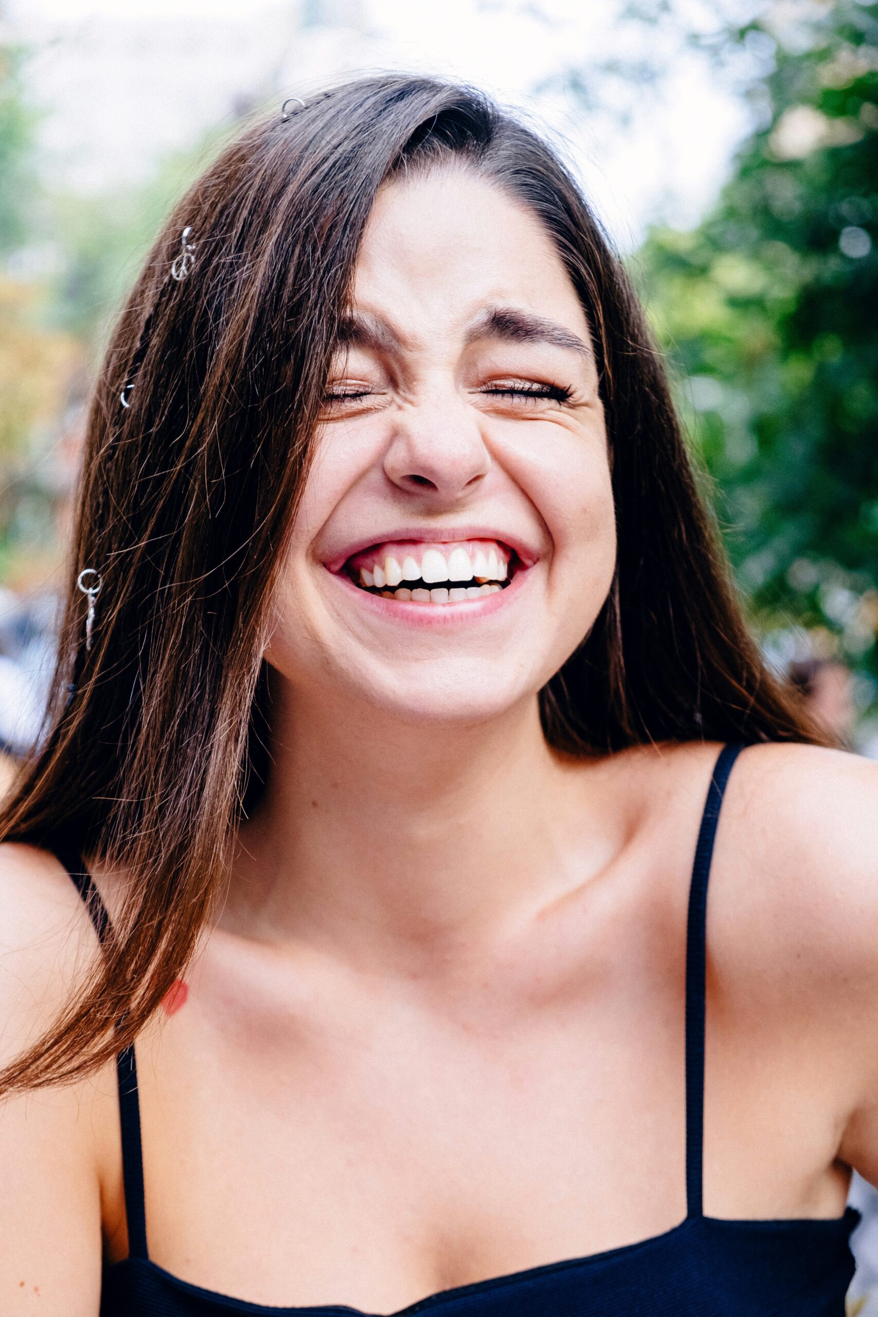 a happy woman smiling