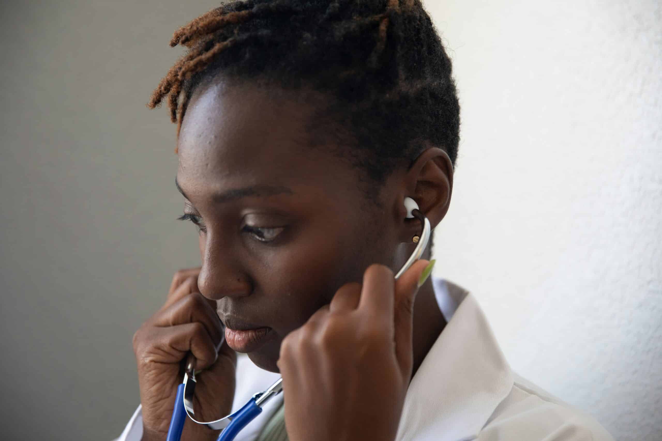 a female doctor wearing a stethoscope