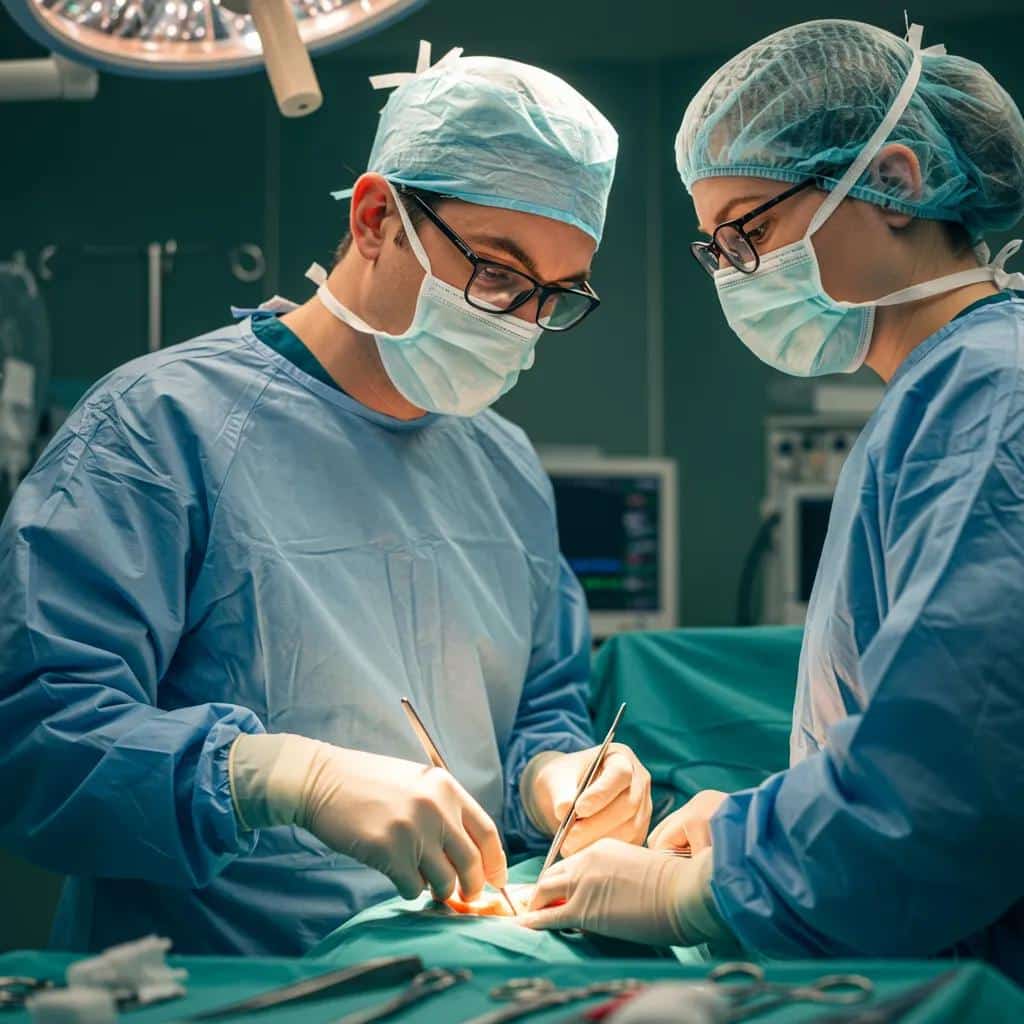 Surgeons performing minimally invasive excision surgery, showcasing advanced techniques for targeted removal of endometriotic tissue in a clinical setting.