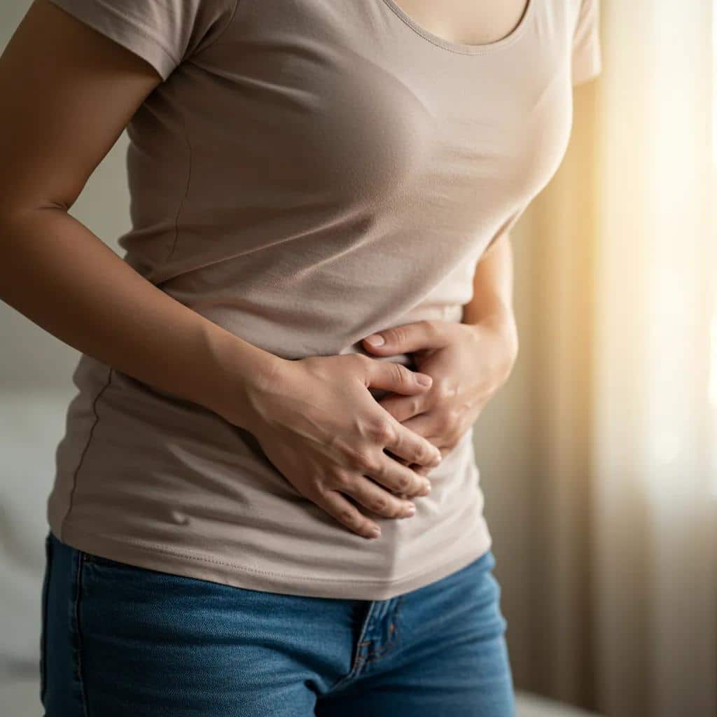 woman experiencing abdominal pain representing common symptoms of endometriosis 6f722de9 a65a 4341 a53b 1c20eb0ce2a7webp - Rachael Haverland Site A woman experiencing abdominal pain, illustrating common endometriosis symptoms