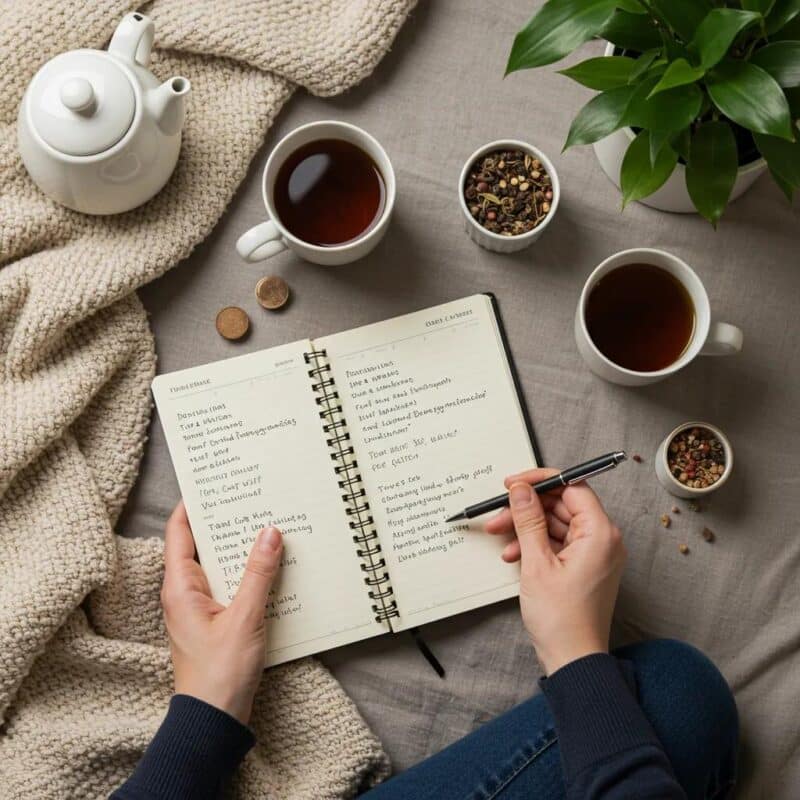 Woman practicing self-care for endometriosis in a cozy setting