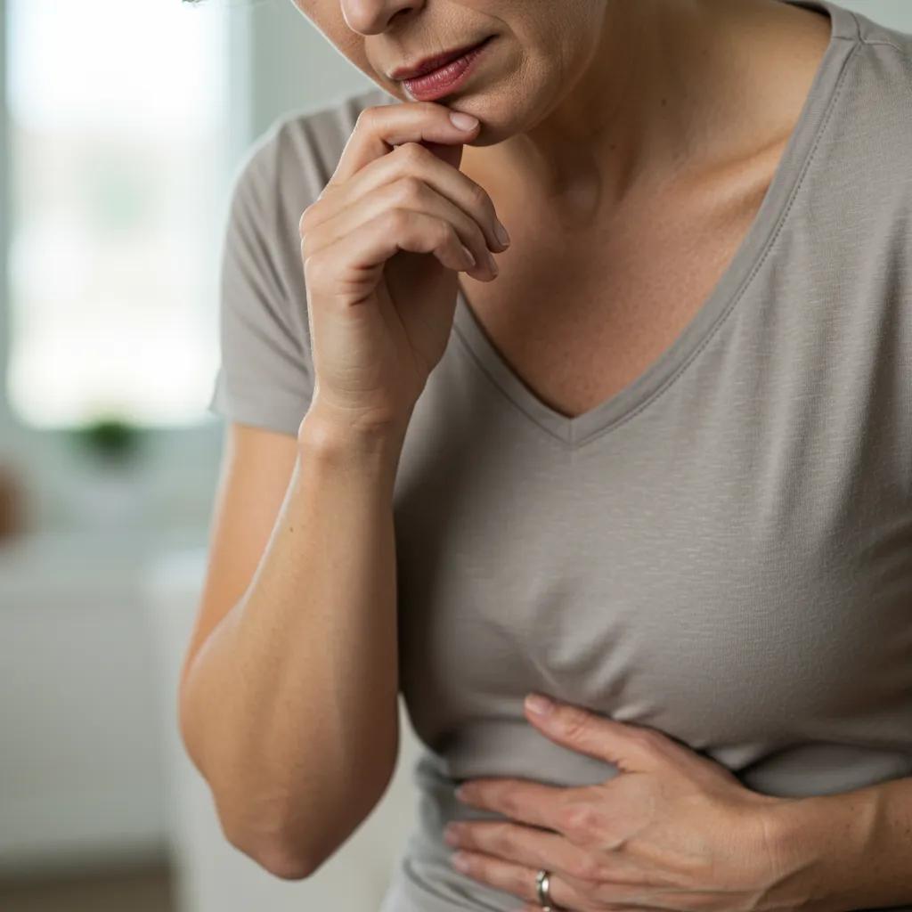 Woman experiencing pelvic pain related to postmenopausal endometriosis