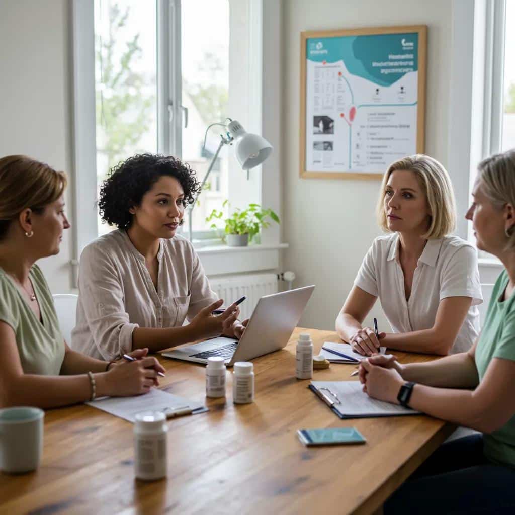 Women discussing endometriosis management in a supportive environment