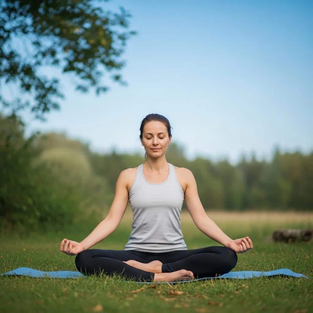 Woman practicing yoga outdoors, symbolizing holistic treatments for endometriosis and mental health