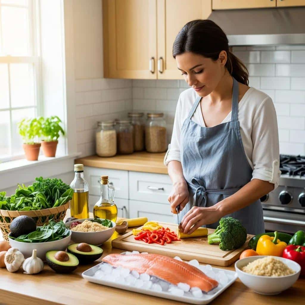 Person preparing a simple anti-inflammatory meal to support pelvic pain management