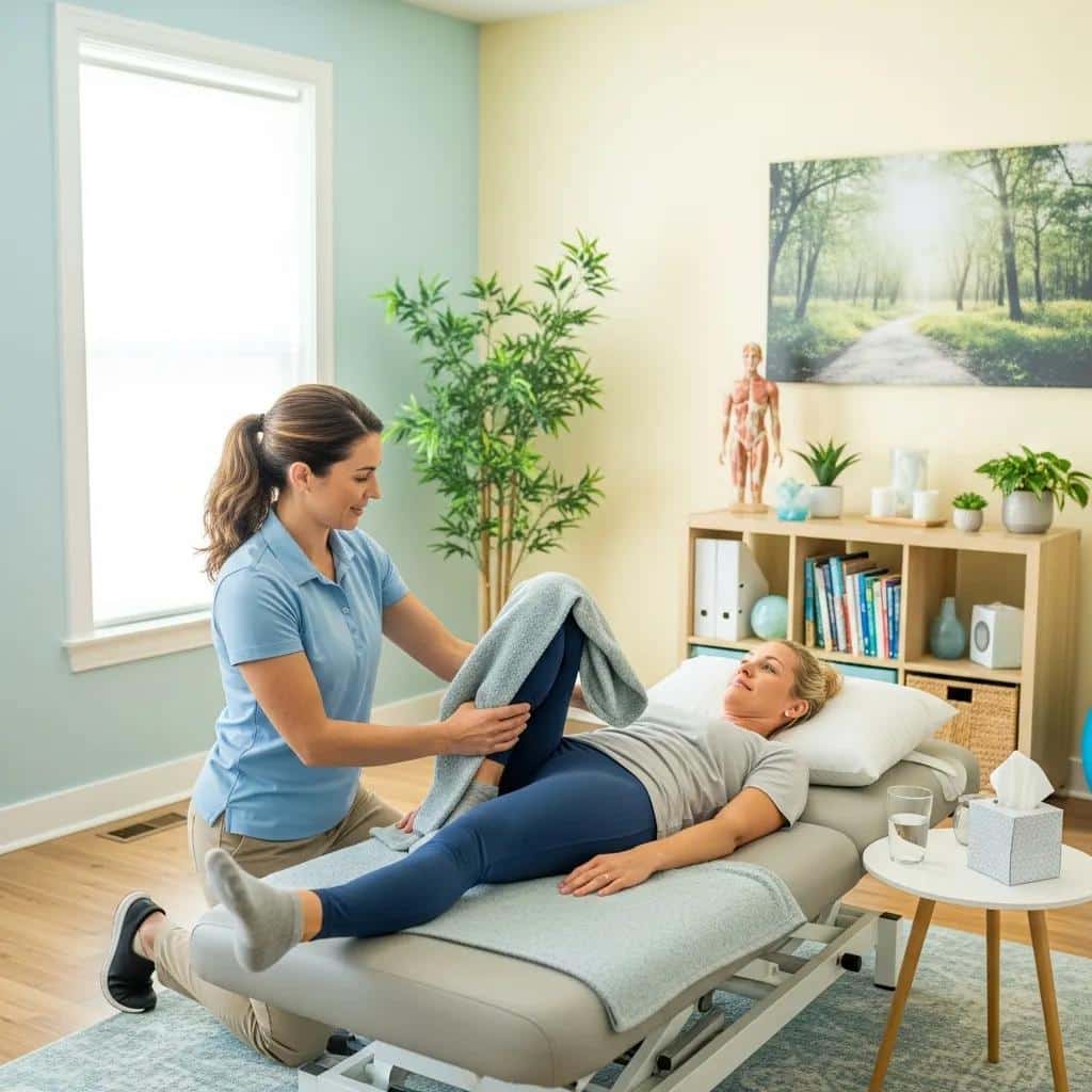 Physical therapy session focusing on pelvic floor exercises for endometriosis pain relief