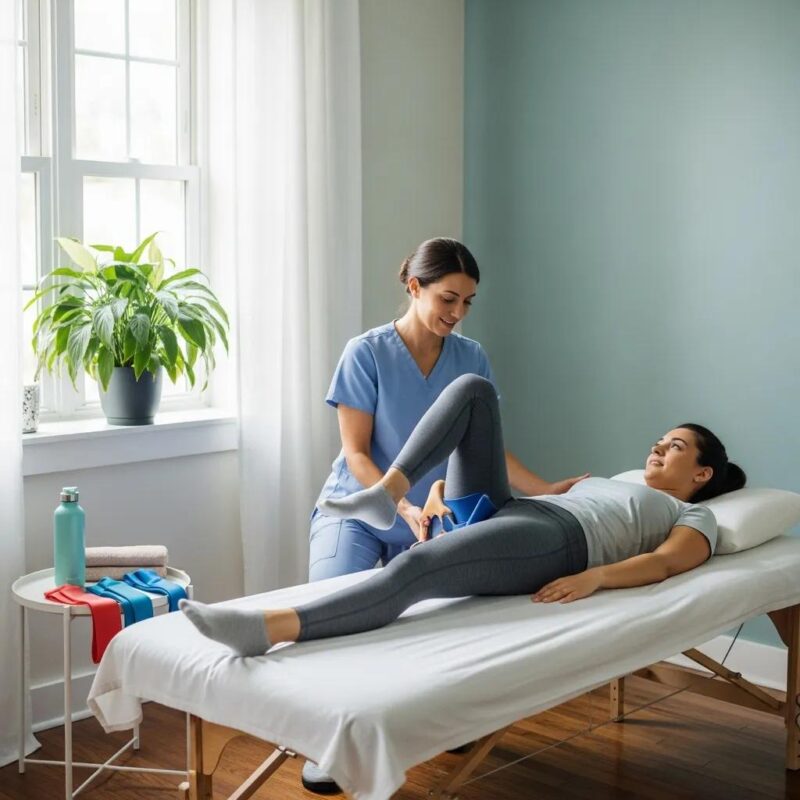 Physical therapy session focusing on pelvic floor exercises for endometriosis relief