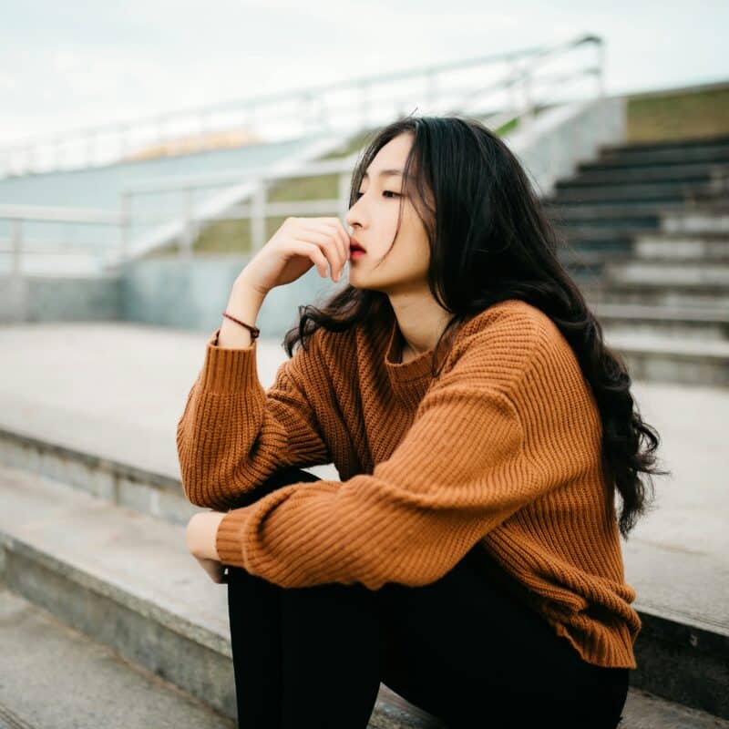 A woman thinking