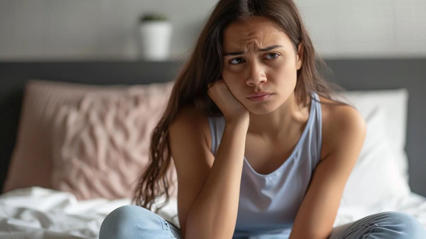teen girl in discomfort with period cramps