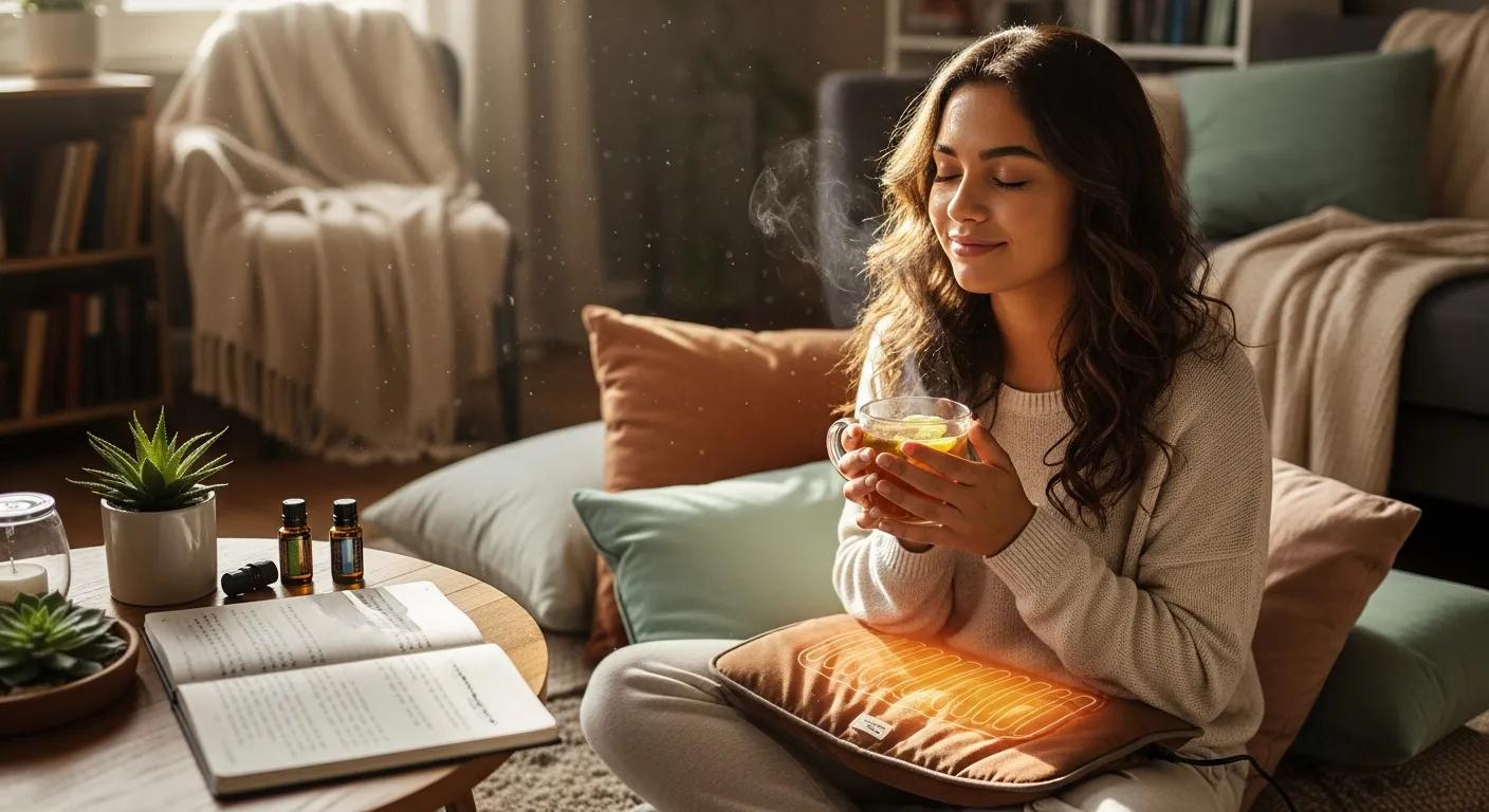 Young woman practicing self-care in a cozy setting, representing support for adolescent endometriosis treatment