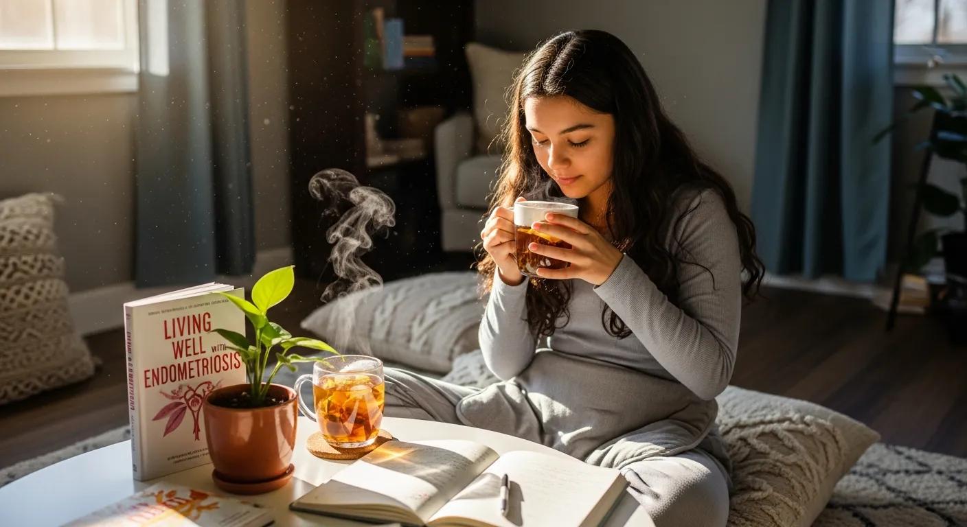 Teen girl engaging in self-care activities related to endometriosis management